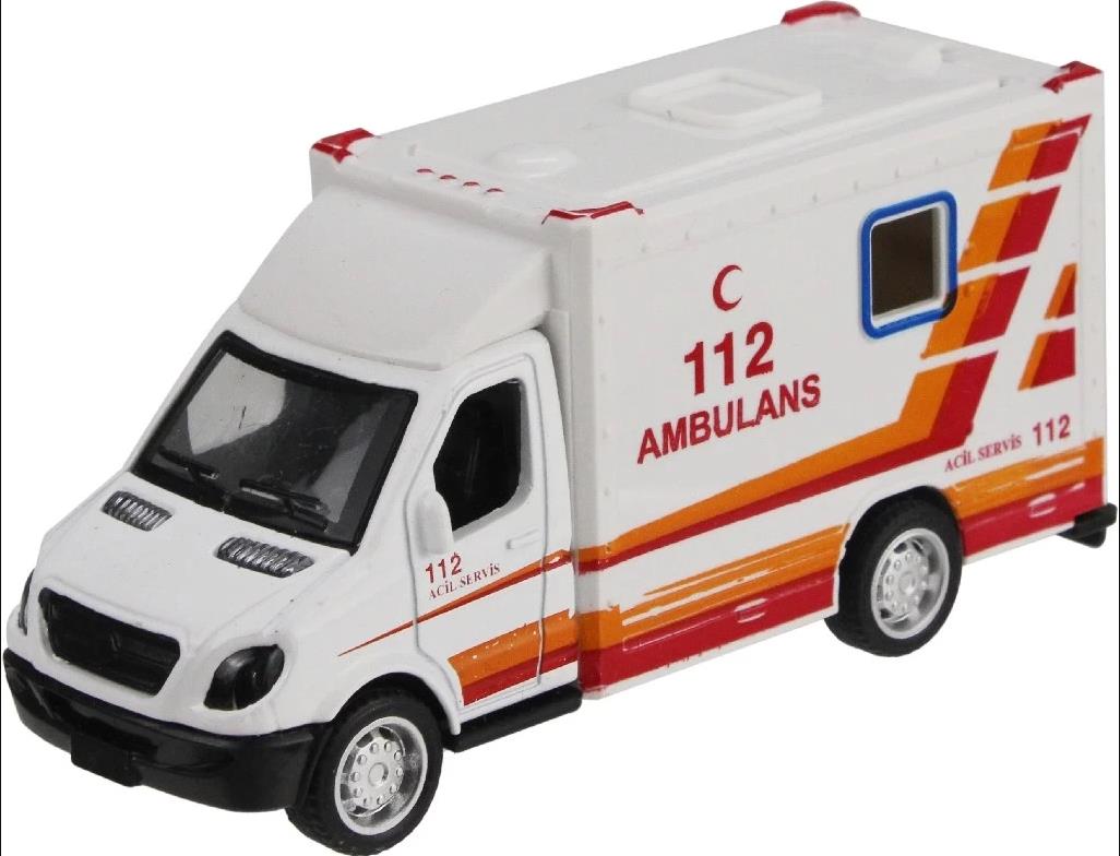 Oyuncak Metal Çek Bırak Ambulans 10 cm Oyuncak Metal Çek Bırak Ambulans 10 cm